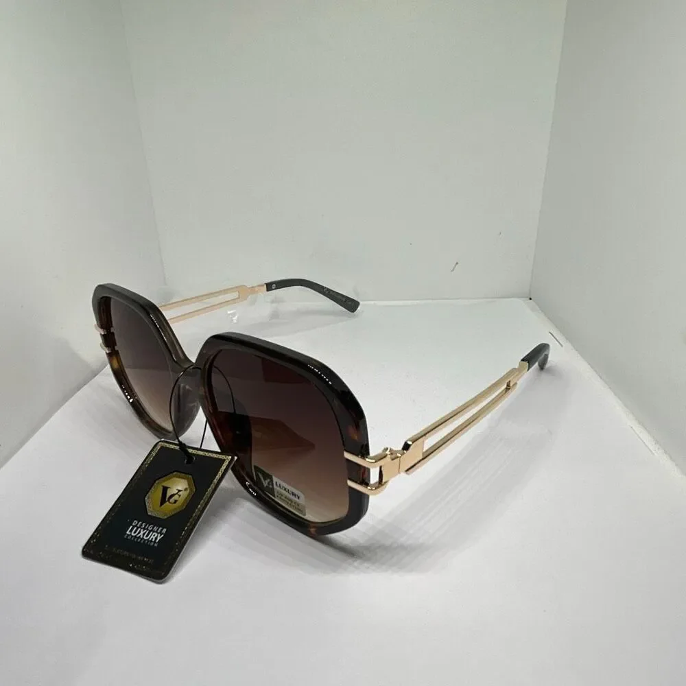 VG Tortoise Designer Luxury Square Sunglasses NWT UV400 Protection
